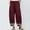 Wine, variant on UTTOASFAY Woman Pants Women Casual Pants Cotton Linen Print Irregular Elastic Waist Loose Wide Leg Pants Wine M