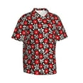 thumbnail image 2 of Bixox Men's Hawaiian Shirts Men's Red Floral Print Short-Sleeve Shirt-3X-Large, 2 of 8