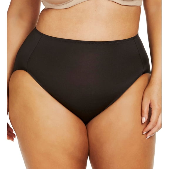 Women's Naomi & Nicole A814 Plus Size No Show, No Lines Hi-Cut Brief Panty (Black 1X)