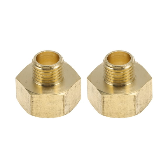 Unique Bargains Brass Pipe Fitting 1/4"Male x 1/2"Female Hexagon Internal External Thread Connector 55/64" 2 Pcs
