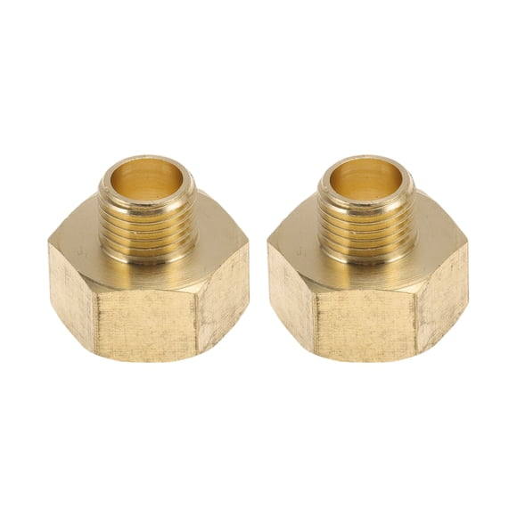 Conector de rosca hexagonal interna y externa de latón Unique Bargains 1/4" Macho x 1/2" Hembra 55/64" 2 Pcs