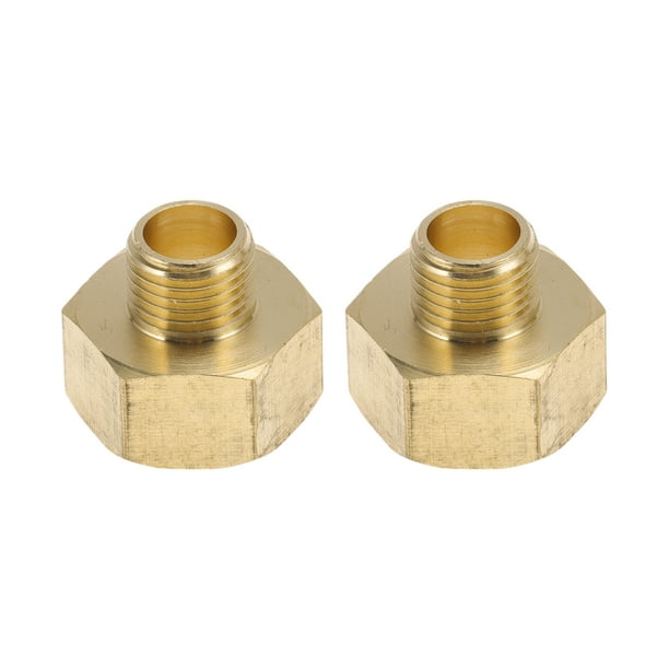 Conector de rosca hexagonal interna y externa de latón Unique Bargains 1/4" Macho x 1/2" Hembra 55/64" 2 Pcs
