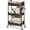 Black, variant on 3-Tier Rolling Cart with Table Top, Metal Storage Cart on Wheels, Utility Organizer with Wooden Tray, Lockable Casters, Easy Assembly for Bathroom, Living Room, Office, Bedside, Pink