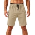 thumbnail image 2 of Men Gym Shorts with Pockets Men's Running Sports Shorts, Summer Quick Drying Cooling Bermuda Shorts, Knee Length Straight Leg Workout Shorts with Pockets Khaki XXL, 2 of 5