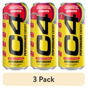 (3 pack) C4 Performance Energy Drink, Cosmic Rainbow, 16oz, Single Can
