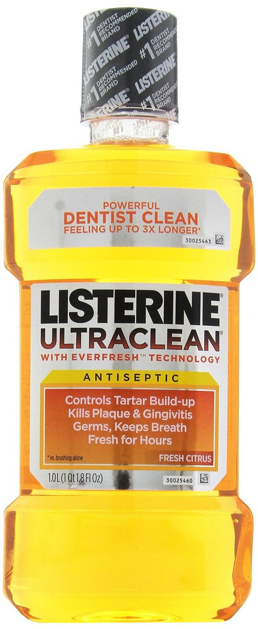6 PACKS Listerine Ultra Clean Antiseptic Mouthwash, Fresh Citrus, 1