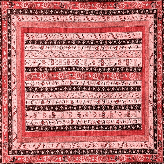 Ahgly Company Indoor Square Abstract Red Modern Area Rugs, 3' Square