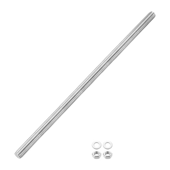 Fully Threaded Rod, M16 x 400mm 201 Stainless Steel Right Hand Threads Rods with Nuts and Flat Washer