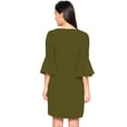 thumbnail image 3 of eloria Women's Midi Dress Bell Sleeve Key Hole Tie Neck Summer Dress Size: L | Color: Olive Green, 3 of 5