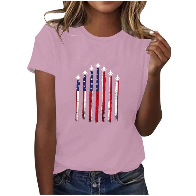 Blusas para las Mujeres Casual, Estampado Manga Corta Cuello Redondo Camiseta Top Hecho de Cómodo Estante de Imitación para Toda la Temporada de Uso Diario, Tops Cortos para las Mujeres