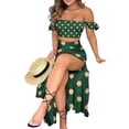 thumbnail image 1 of DYMADE Women Plus Size Slim French Bohemian Cap Sleeve Top Print Skirt 2PCs Set, 1 of 4