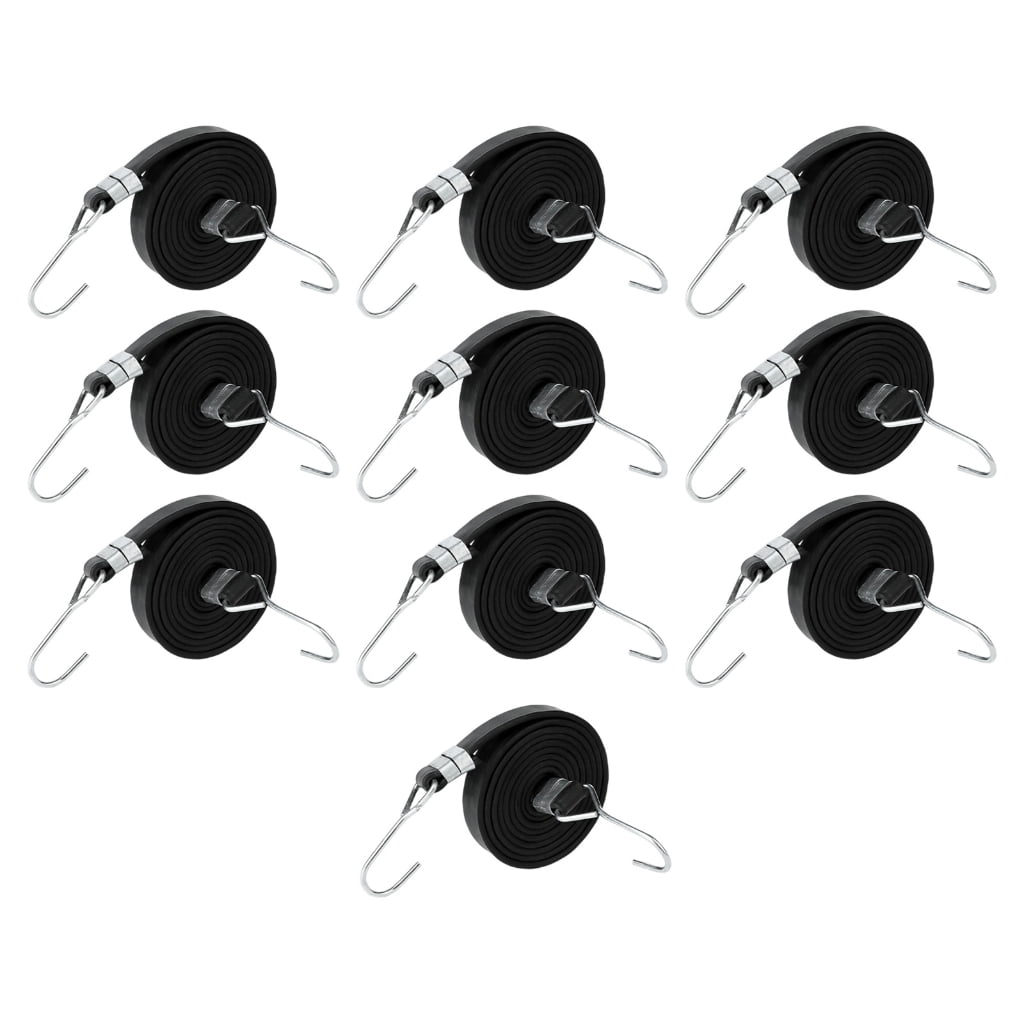 10pcs High Elasticities Black Bungees Strap with Hook Bungees Cord with Hook for Outdoor Luggage Motorcycles Bike