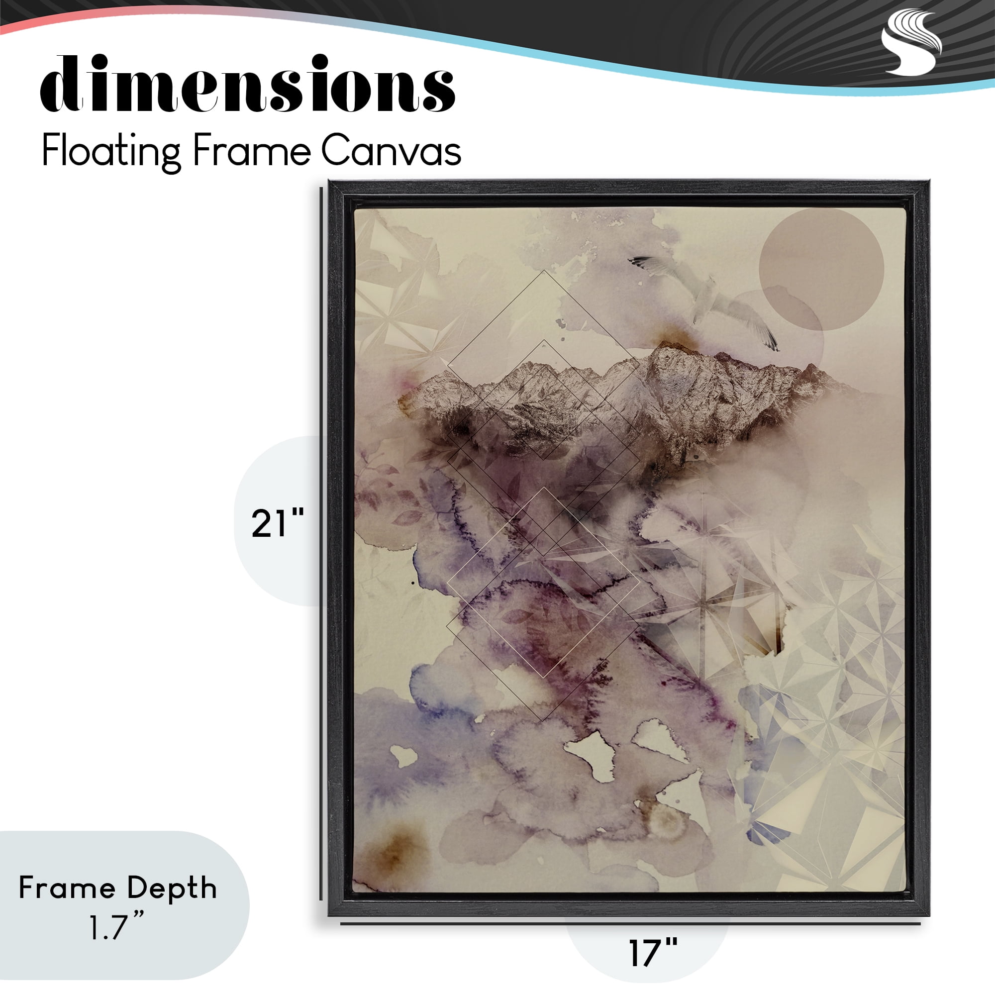 Stupell Industries Dust Abstract with Geometrics Black Framed Floater Canvas Wall Art, design by Gemma Bardot