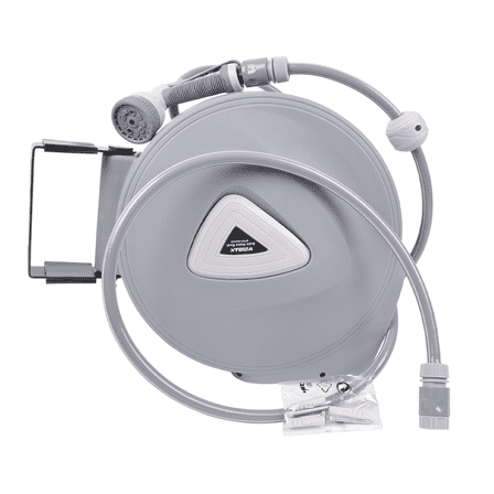 WINMAX AUTOMOTIVE TOOLS 65 ft Retractable Garden Water Hose Reel Brass Spray Gun Wall Mount Hose Reel