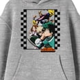thumbnail image 2 of My Hero Academia Group Art Checkered Frame Long Sleeve Athletic Heather Youth Hooded Sweatshirt-XS, 2 of 4