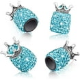 thumbnail image 1 of Bling Valve Stem Caps, 4 Pack Handmade Crystal Rhinestone Universal Dustproof Tire Valve Caps for Car Auto Bike Wheels Women Bling Car Accessories (Crown Sky Blue), 1 of 7