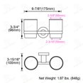 thumbnail image 4 of Double Toothbrush Holder Angle Simple SUS304 Stainless Steel Wall Mounted Glass Tumbler Holder with Frosted Glass Cup Toothpaste Razor Organizer Bathroom Storage Brushed Nickel, 4 of 4