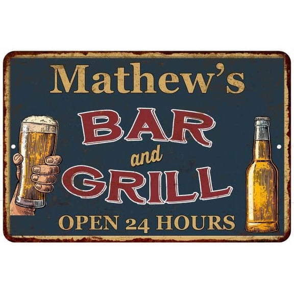 Mathew's Green Bar and Grill Sign 8 x 12 High Gloss Metal 208120044475