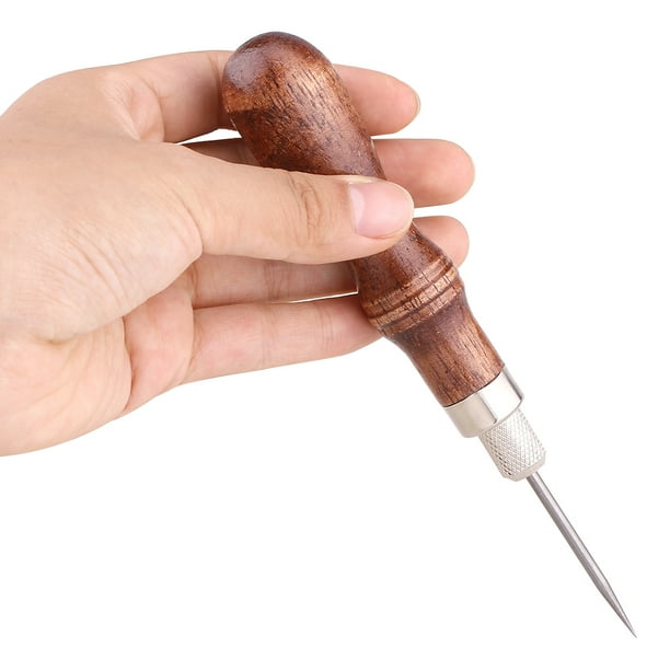 LHCER 4 In 1 Wooden Handle Leather Stitching Sewing Awl DIY