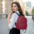 thumbnail image 6 of JIALIOU Mini Backpack Purse for Women Quilted Casual Daypack Small Travel Shoulder Bag, Burgundy, 6 of 7