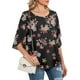 thumbnail image 2 of Qarigey Camisa de mujer Estampado de media manga Top Camisa de mujer Estampado de medio cuello Blusa informal Prendas para la parte del cuerpo cártamo negro S, 2 of 5