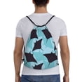 thumbnail image 2 of Drawstring Backpack - cool stingray Mint green Splash Proof Small Drawstring Gym Bag for Women Men, Cinch Sports String Bag Backpack for Travel Swimming Beach, 2 of 8