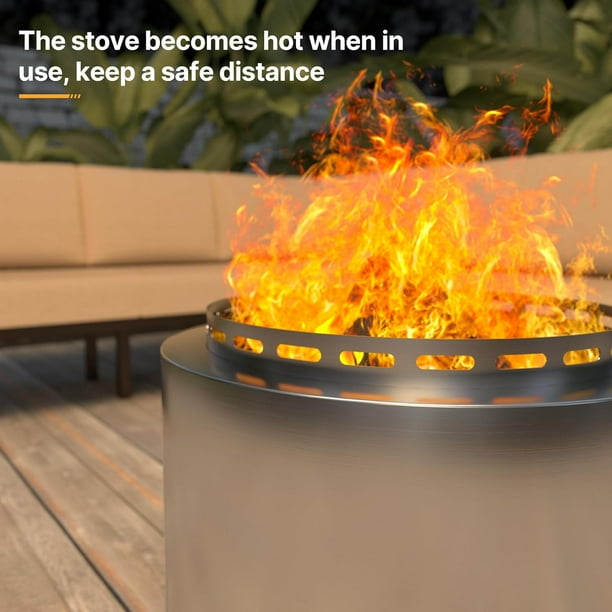 Gotland 19 inch Smokeless Fire Pit Stove with Ash Poker & Carry