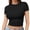 Black, variant on Womens Slim Fitted Crop Tops - Basic Crew Neck Short Sleeve Casual Tees for Going Out