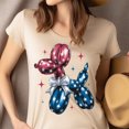 thumbnail image 4 of Patriotic Balloon Dog Shirt – Red Blue Star Puppy with White Bow Tee, Azalea, Size L, 4 of 6