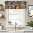thumbnail image 2 of Spring Yellow Sunflower Kitchen Curtain Valances for Windows Farmhouse Short Curtains, Butterfly Wood Retro Farmhouse Rod Pocket Valance Curtain for Bedroom Cafe Living Room 42"x12", 2 of 8