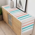 thumbnail image 4 of Teal Pink Striped Table Runner - 70 Inch Long, Kitchen Dining Table Runner Dresser Scarves, Farmhouse Stripes Simple Art Farmhouse Decor for Coffee Tables Wedding Party Banquet, 4 of 8
