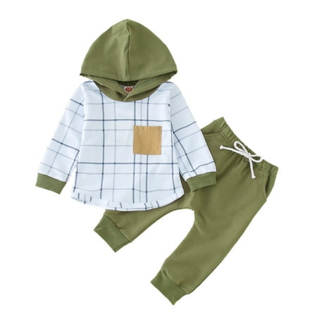 

And Hoodie Clothes for 5 Year Old Boys Toddler Boys Winter Long Sleeve Plaid Tops Pants 2PCS Outfits Clothes Set For Babys Clothes Toddler Suspenders Outfit