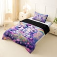thumbnail image 2 of Erosebridal Cute Rainbow Unicorn Twin Comforter Sets,Colorful Butterfly Purple Floral Bedding Set For Kids Girls,Reversible Black 2 Pieces, 2 of 7
