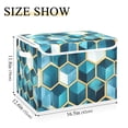 thumbnail image 5 of Yayeee Collapsible Cube Storage Bin with Lid Fabric Closet Decorative Basket with Handles, Light Blue Geometric Pattern, 5 of 7