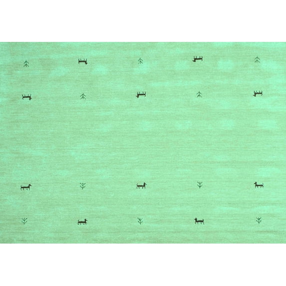 Ahgly Company Machine Washable Indoor Rectangle Solid Turquoise Blue Modern Area Rugs, 2' x 5'