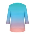 thumbnail image 5 of 3/4 Sleeve T-Shirts for Women Trendy Gradient Color Pleated Flowy Tunic Tops Scoop Neck Casual Tees Spring Fall (L, Sky Blue), 5 of 6