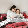 thumbnail image 5 of Feelyou Cartoon Game Console Full Size Comforter Sets for Kids, Gamepad Gaming Bedding Comforter Set, Chic Check Honeycomb Red Reversible Bedding Sets, Super Cozy Room Decor, 3-Piece, 5 of 8