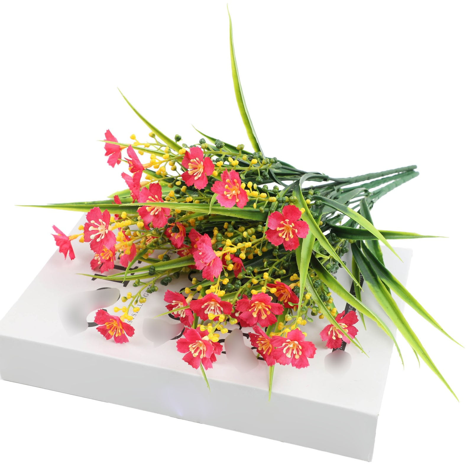 4 Bundles Artificial Flowers for Outdoors - 14" UV Resistant Silk & for Spring/Summer Decor, Garden, Porch, Window Box - Indoor/Outdoor Mixed Floral Arrangements