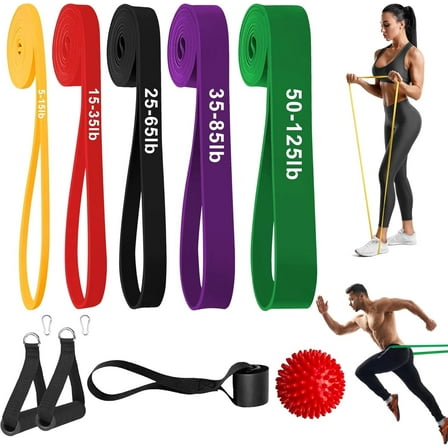 Resistance Bands Set, Long Workout Bands for Pull Up Assistance, Physical Therapy & Full Body Training, 8-Piece Exercise Bands for Men & Women