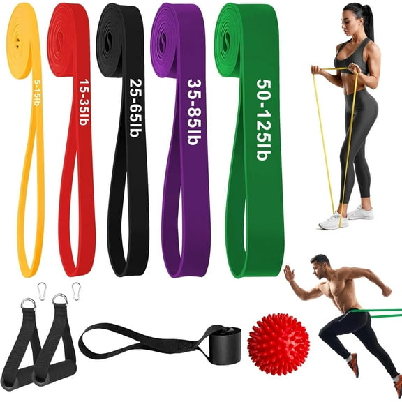 Resistance Bands Set, Long Workout Bands for Pull Up Assistance, Physical Therapy & Full Body Training, 8-Piece Exercise Bands for Men & Women