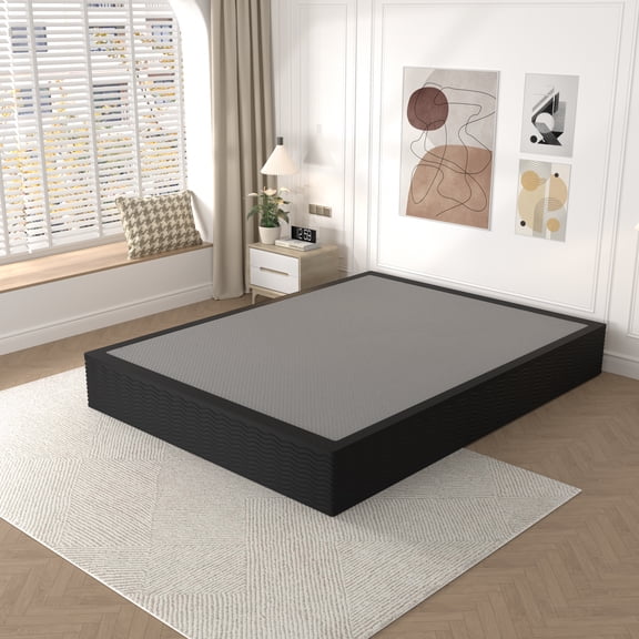 Awesofurni 10 inch Queen Box Spring, Heavy Duty Metal Mattress Foundation with Fabric Cover, Noise-Free, Easy Assembly, Black