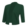 thumbnail image 2 of Fall Cotton 44989 Sleeve Cardigan for Women Green Cover-Up Solid Color Wide Neck Women's Knitwear Elegant Simple Versatile Short Coat XXL, 2 of 8