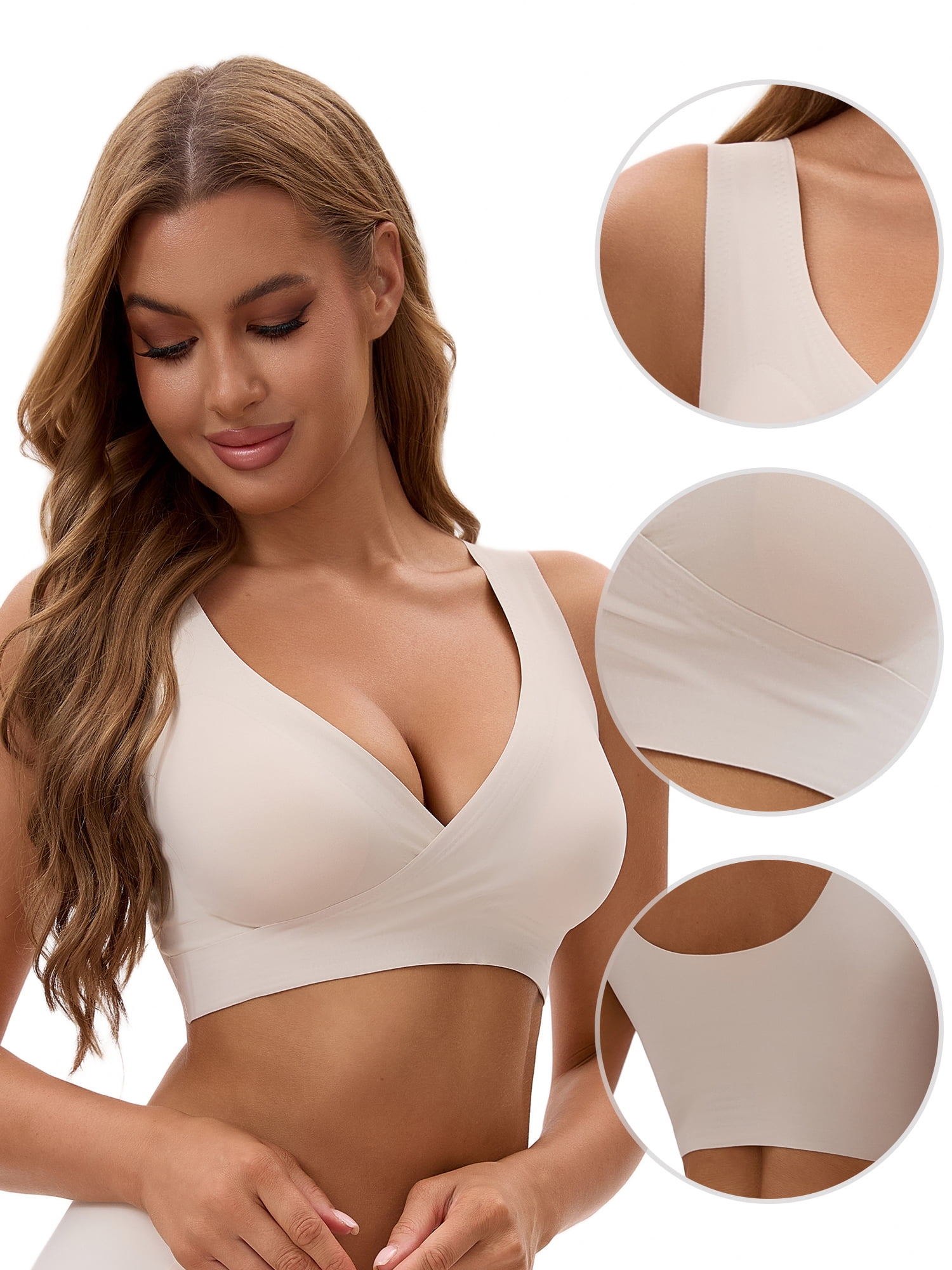 Unique Bargains Women's Nursing Crossover Wirefree Maternity Bra S White