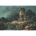 thumbnail image 3 of Jean-Baptiste Pillement 18x14 Black Modern Framed Museum Art Print Titled - La Vielle Tour (Pastoral Landscape) (1789), 3 of 5