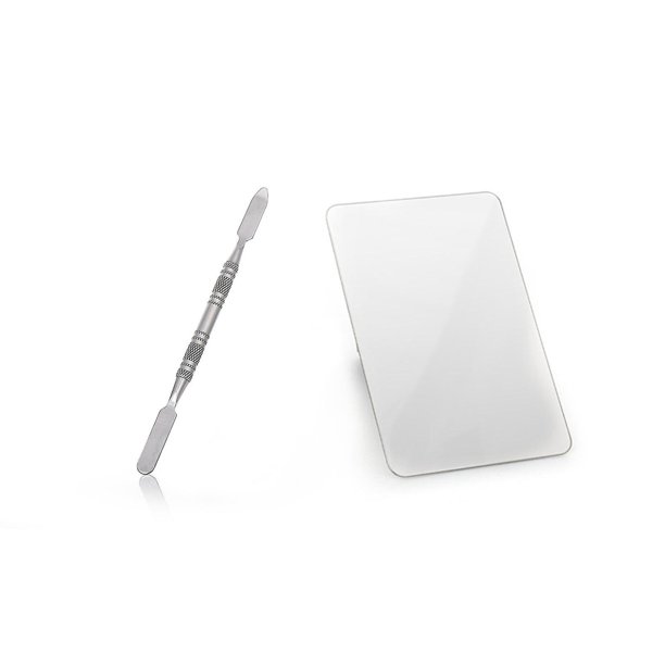 Paleta de mezcla de maquillaje Farfi, paleta de pintura de acero inoxidable multifuncional Diy, juego de espátula y varilla mezcladora para belleza