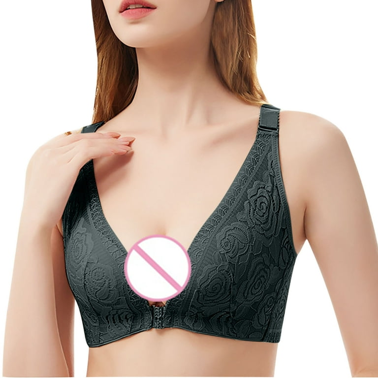 YWDJ Everyday Bras for Women Push Up Strapless for Small Breast Front  Closure Zip Snap Front Close Sagging Breasts Seamless Slip Gathering Summer  Anti Sagging Small Chest Traceless Black L 
