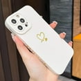 thumbnail image 6 of Compatible with iPhone 13 Pro Max Case 6.7", Slim Soft Silicone Cute Plated Heart Pattern Full Camera Protection Shockproof Phone Case for Women Girls (White), 6 of 11