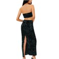 thumbnail image 4 of BLVB Women 2 Piece Outfits Sequin Long Maxi Skirt Sparkly Crop Bandeau Tube Top Glitter Set Clubwear Party Outfits, 4 of 6