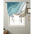 thumbnail image 2 of Blue Green Gradient Brown Modern Geometric Curtain for Living Room Kitchen Tie-up Short Curtains Adjustable Rod Pocket Drapes, 2 of 6