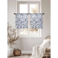 thumbnail image 3 of Blue Geometric Sheer Curtains 54 Inch Length 2 Panels for Living Room, Watercolor Chevron Abstract Voile Kitchen Curtain Set, Luxury Privacy Drapes Window Treatment for Bedroom, 3 of 7